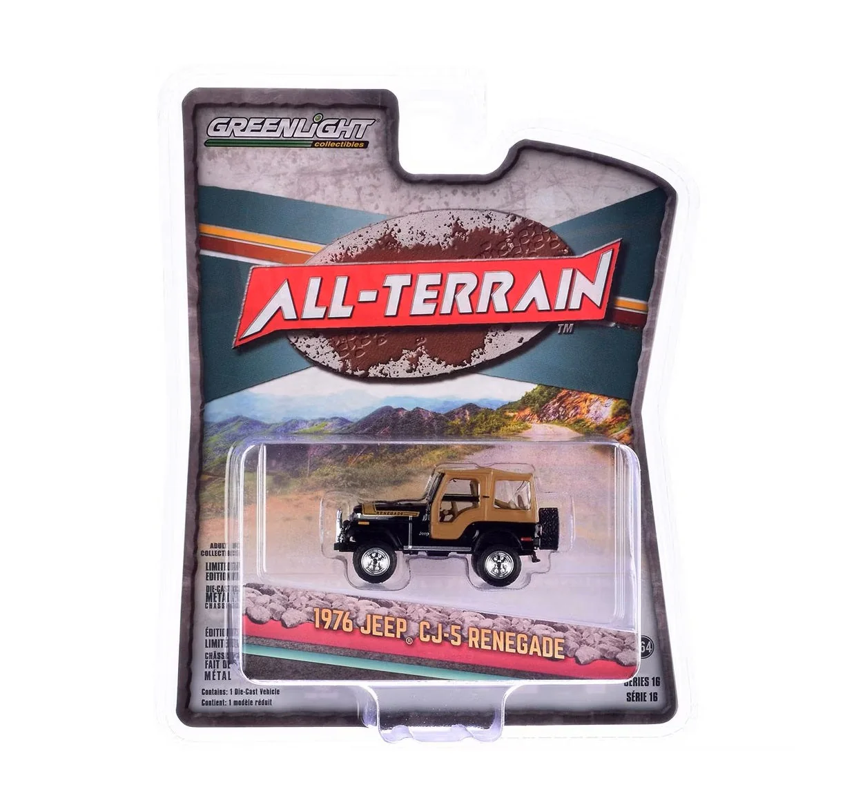 Greenlight - 1976 Jeep CJ-5 Renegade Black with Brown Top and Stripe - Series All Terrain - Scala 1/64 - Image 3