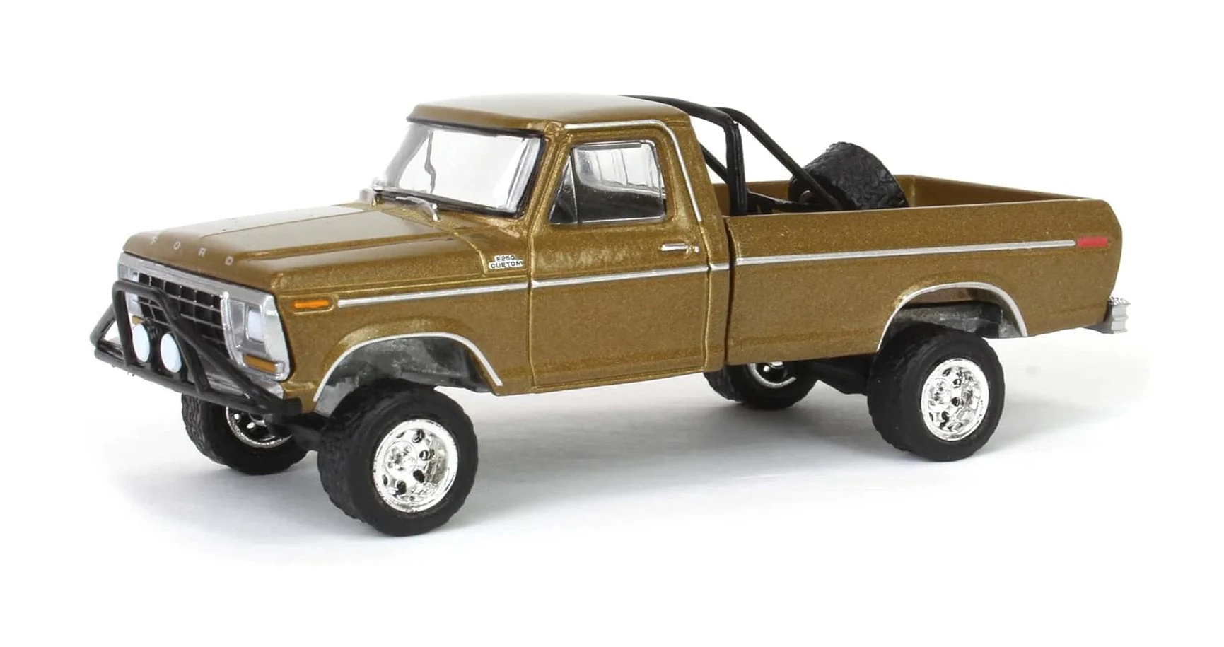 Greenlight - 1979 Ford F250 Ranger Lifted Rollbar Mounted Spare Gold - Series All Terrain - Scala 1/64 - Image 5