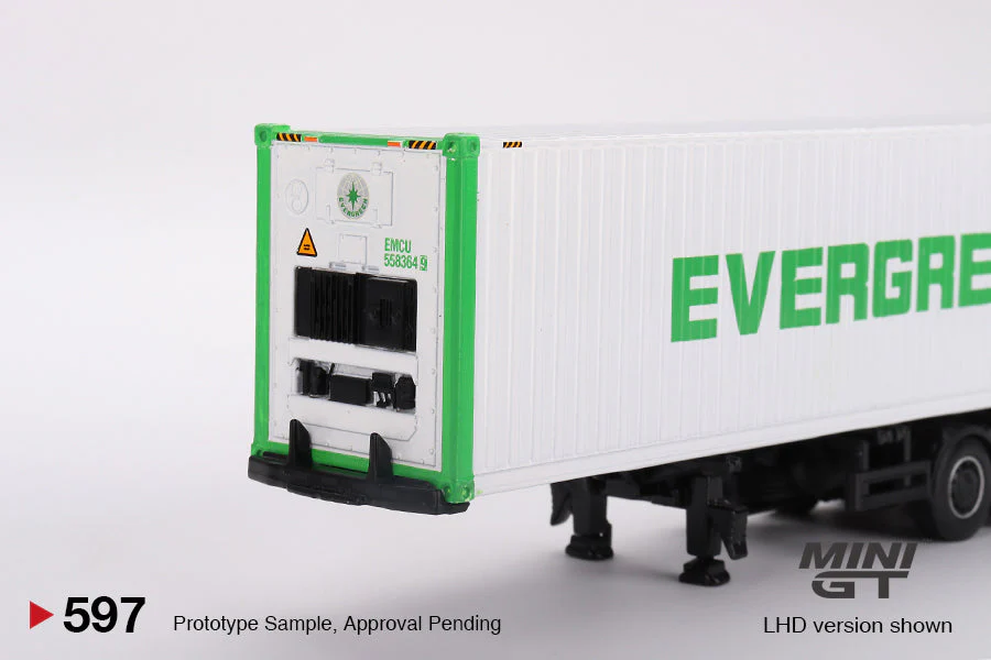 Mini GT - Western Star 49X Blue w/ 40' Reefer Container "EVERGREEN" - Scala 1/64 MGT00597 - Image 5