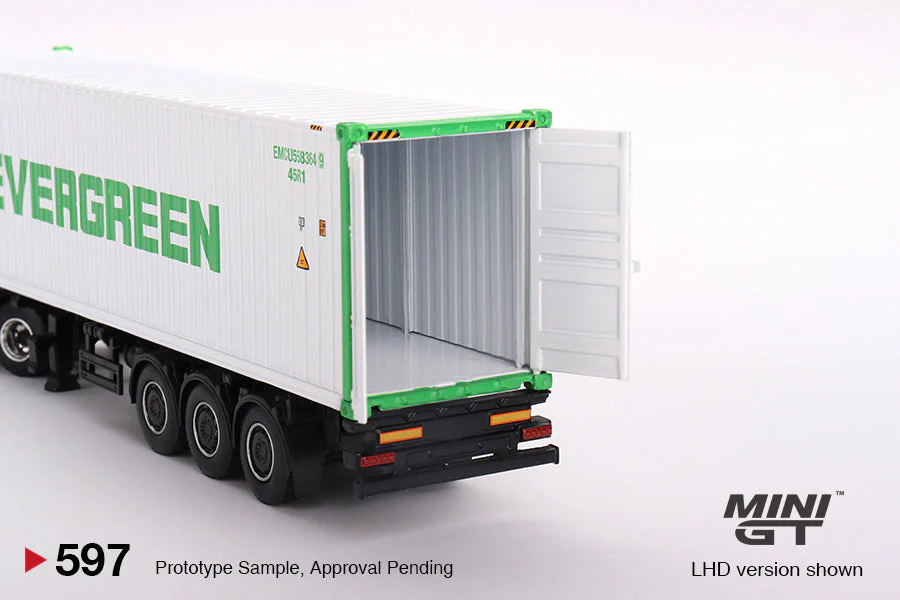 Mini GT - Western Star 49X Blue w/ 40' Reefer Container "EVERGREEN" - Scala 1/64 MGT00597 - Image 6